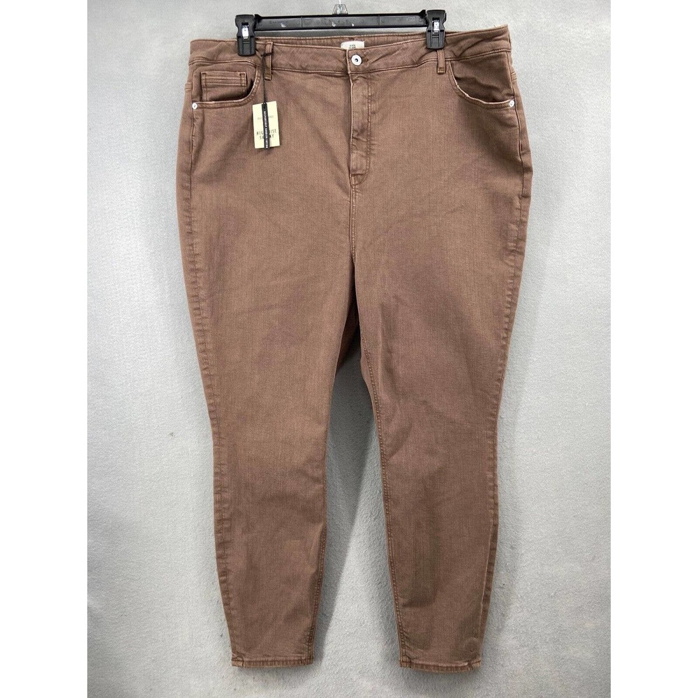 NWT River Island Plus Jeans Womens Sz 26 High Rise Skinny‎ Brown Denim 5 Pocket